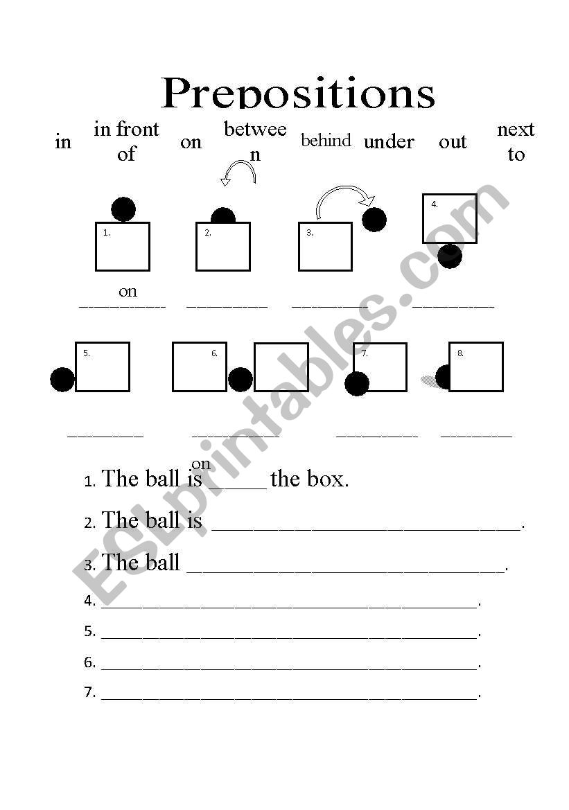 prepositions of place worksheet