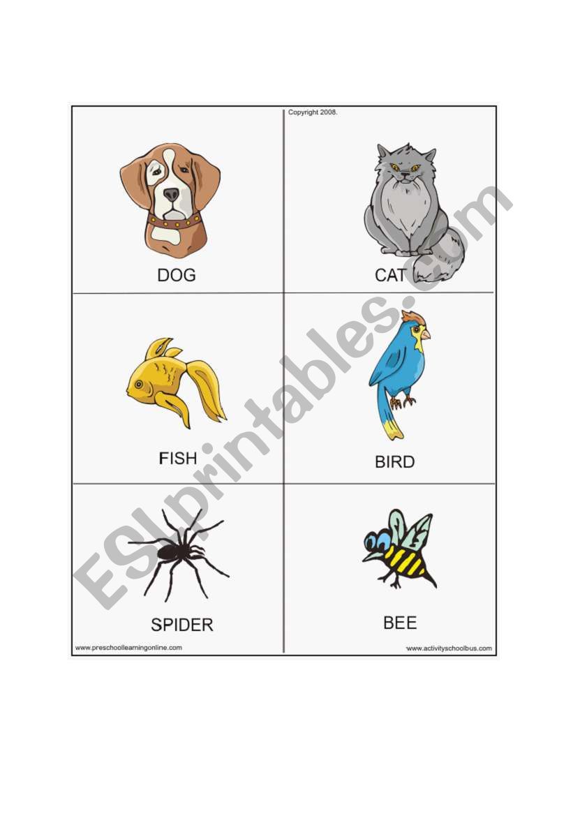 animal flashcard worksheet