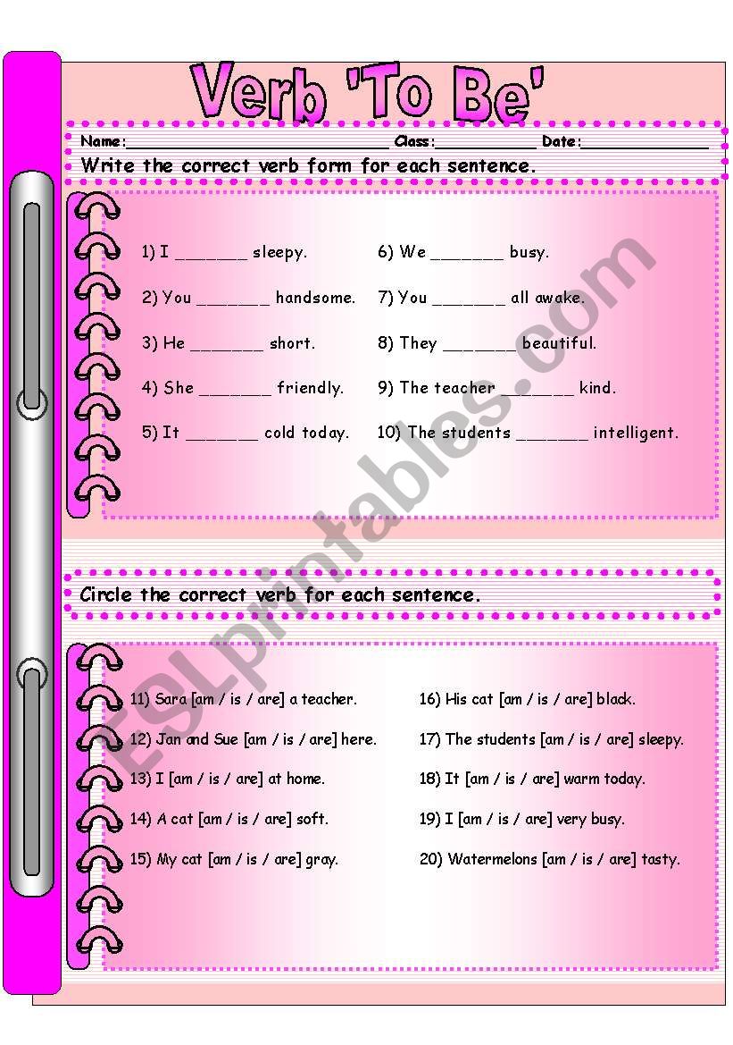 Verb To Be worksheet