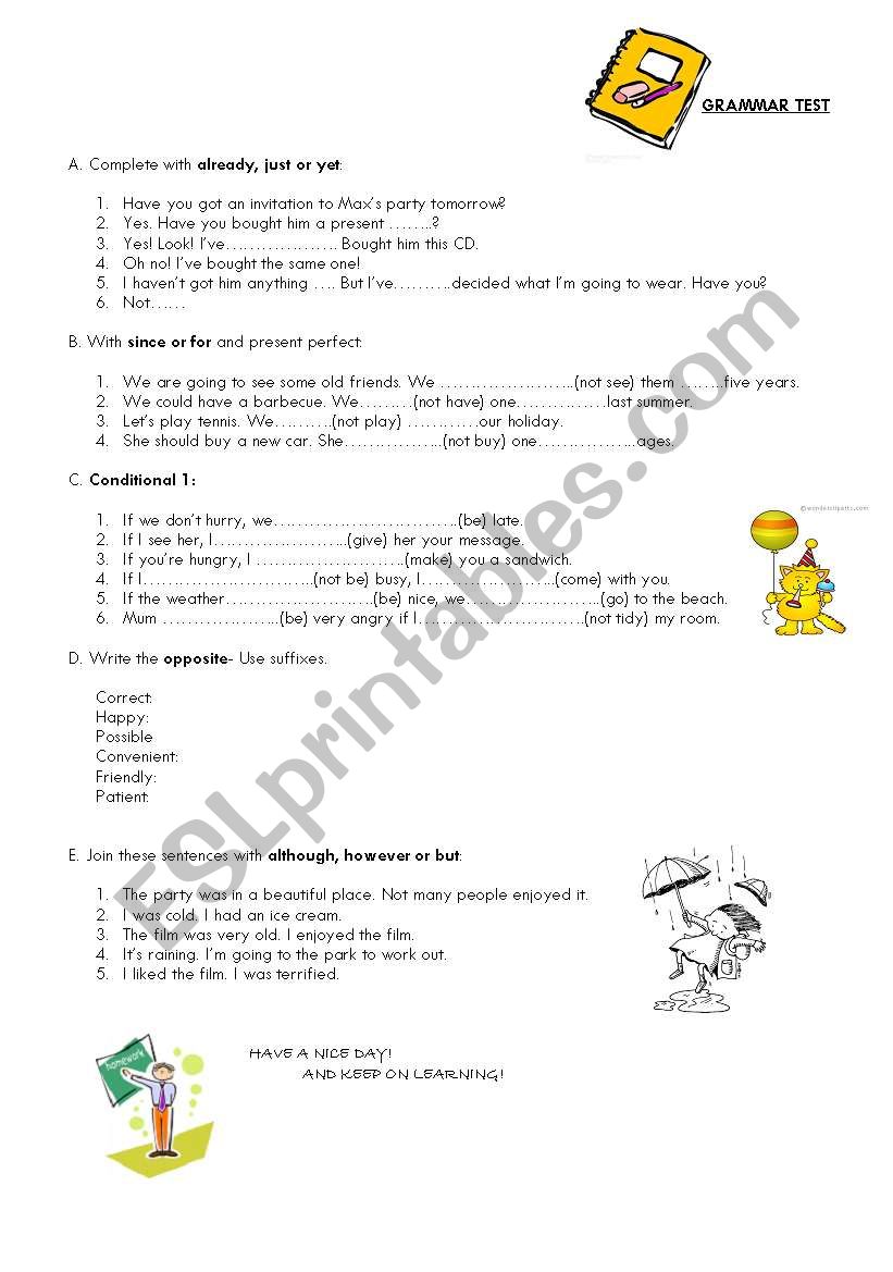 Grammar Test worksheet