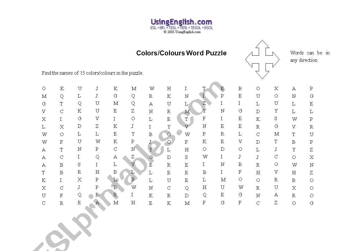 colours word puzzle worksheet