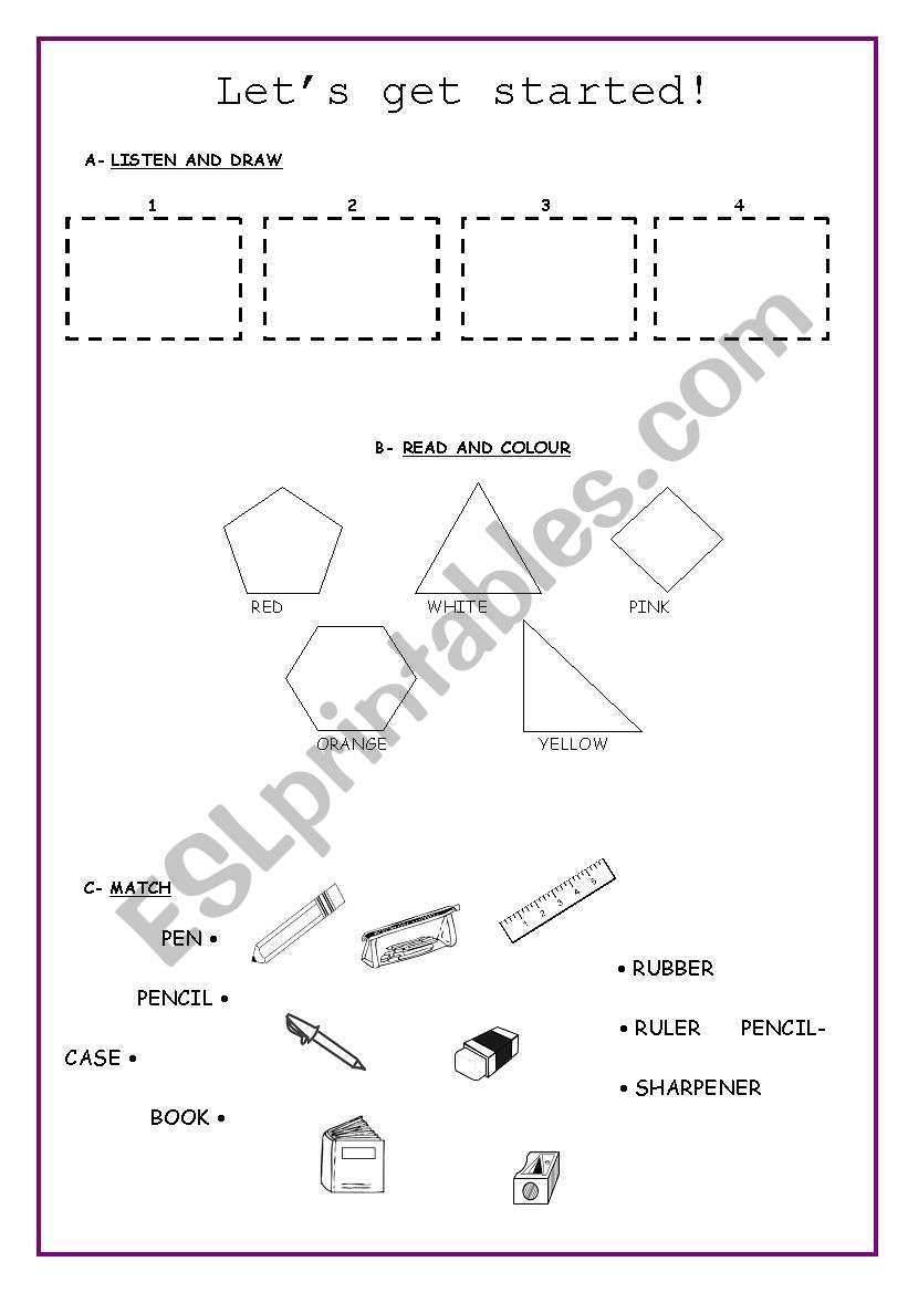 numbers, colours and school objects test (TEST 1)