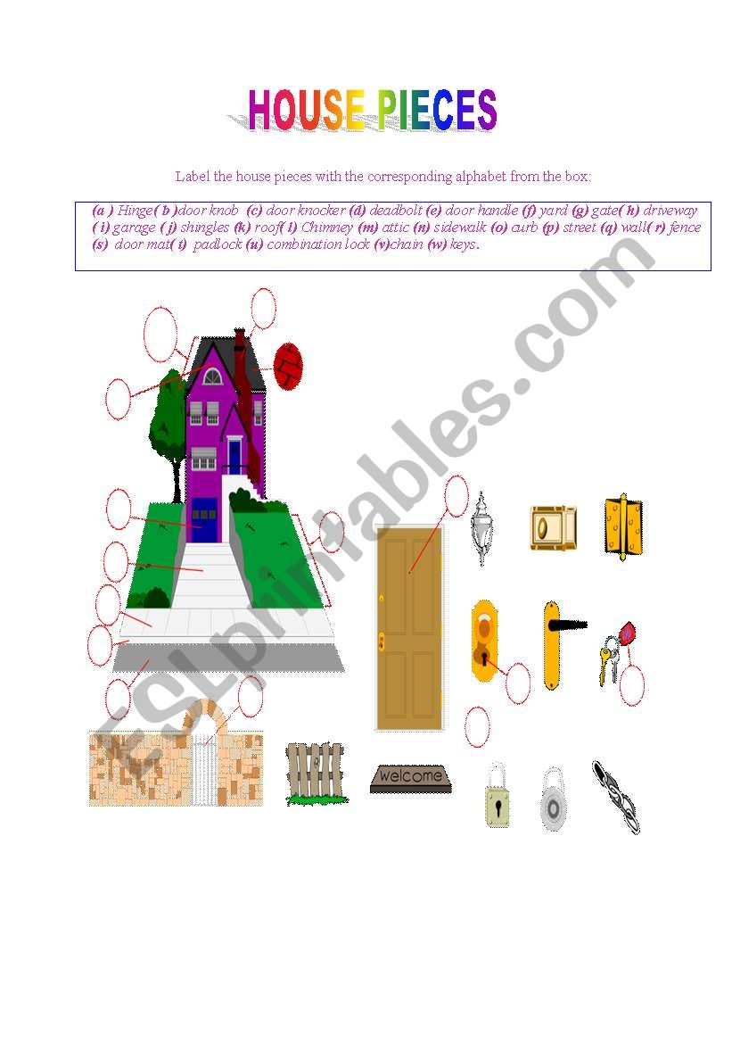 HOUSE PIECES worksheet