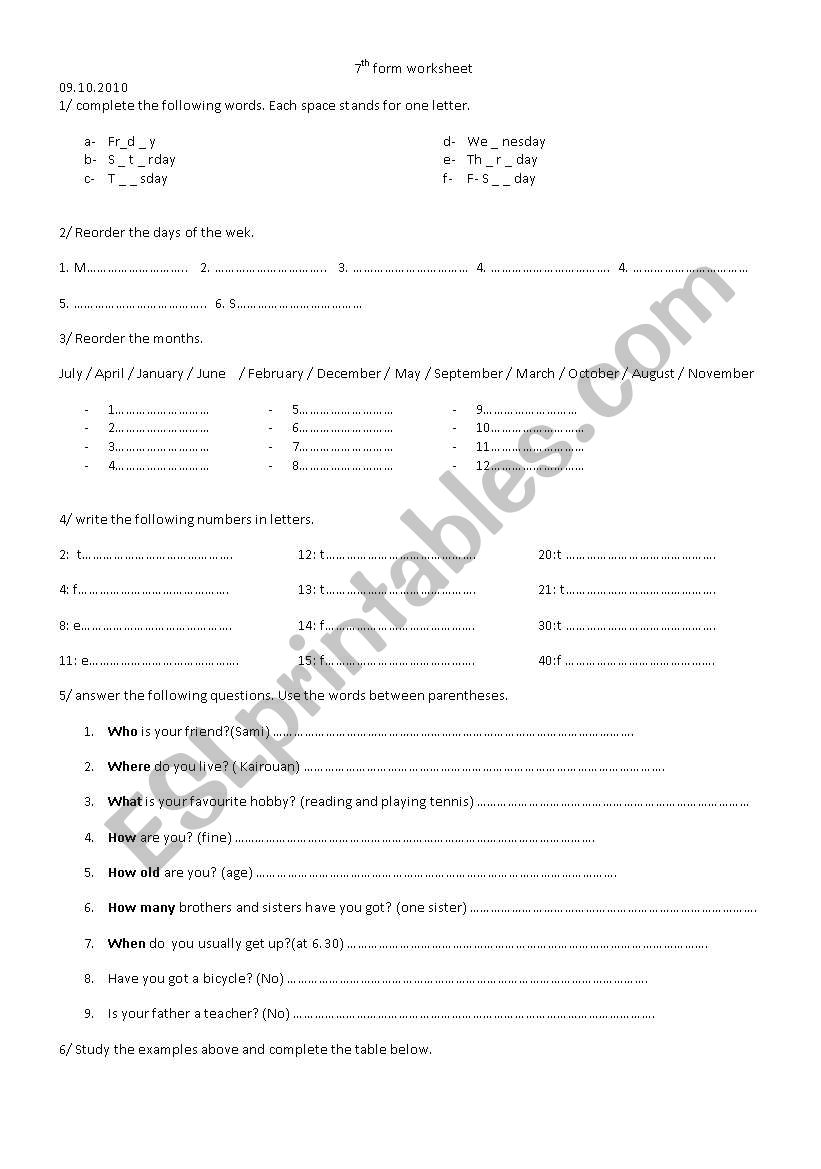 English worksheet worksheet