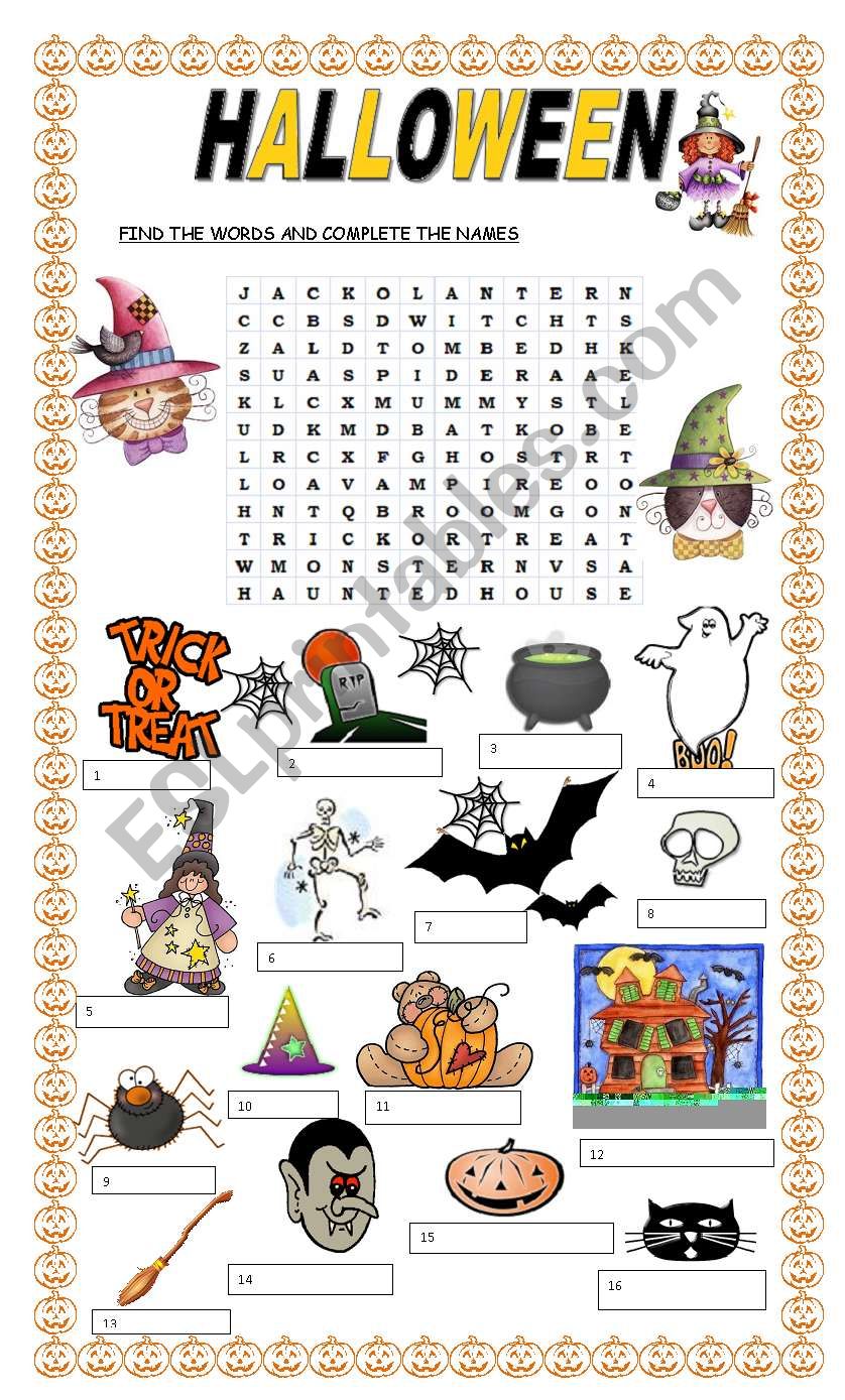 Halloween search worksheet