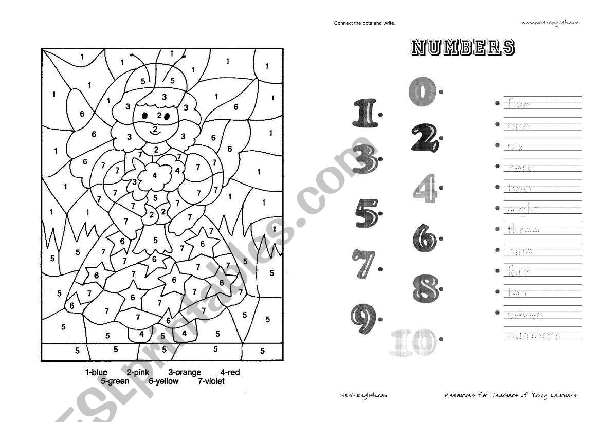 angel and numbers worksheet