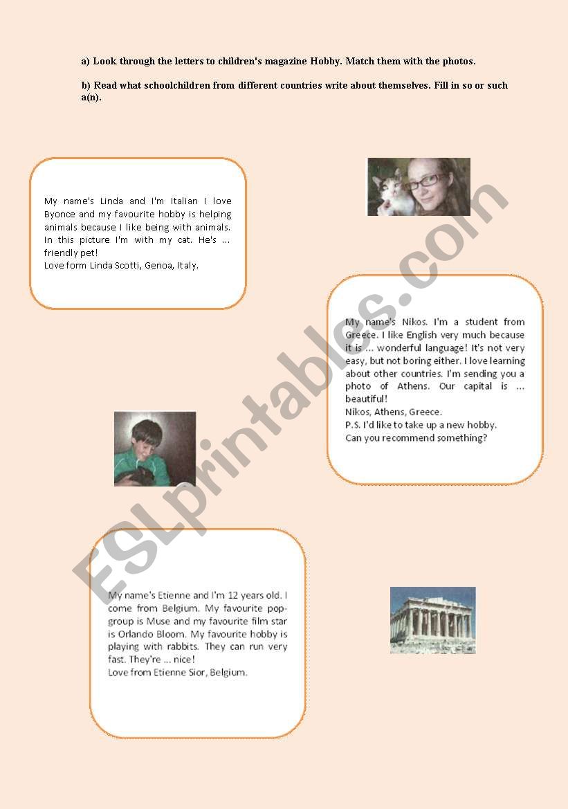 my hobby worksheet
