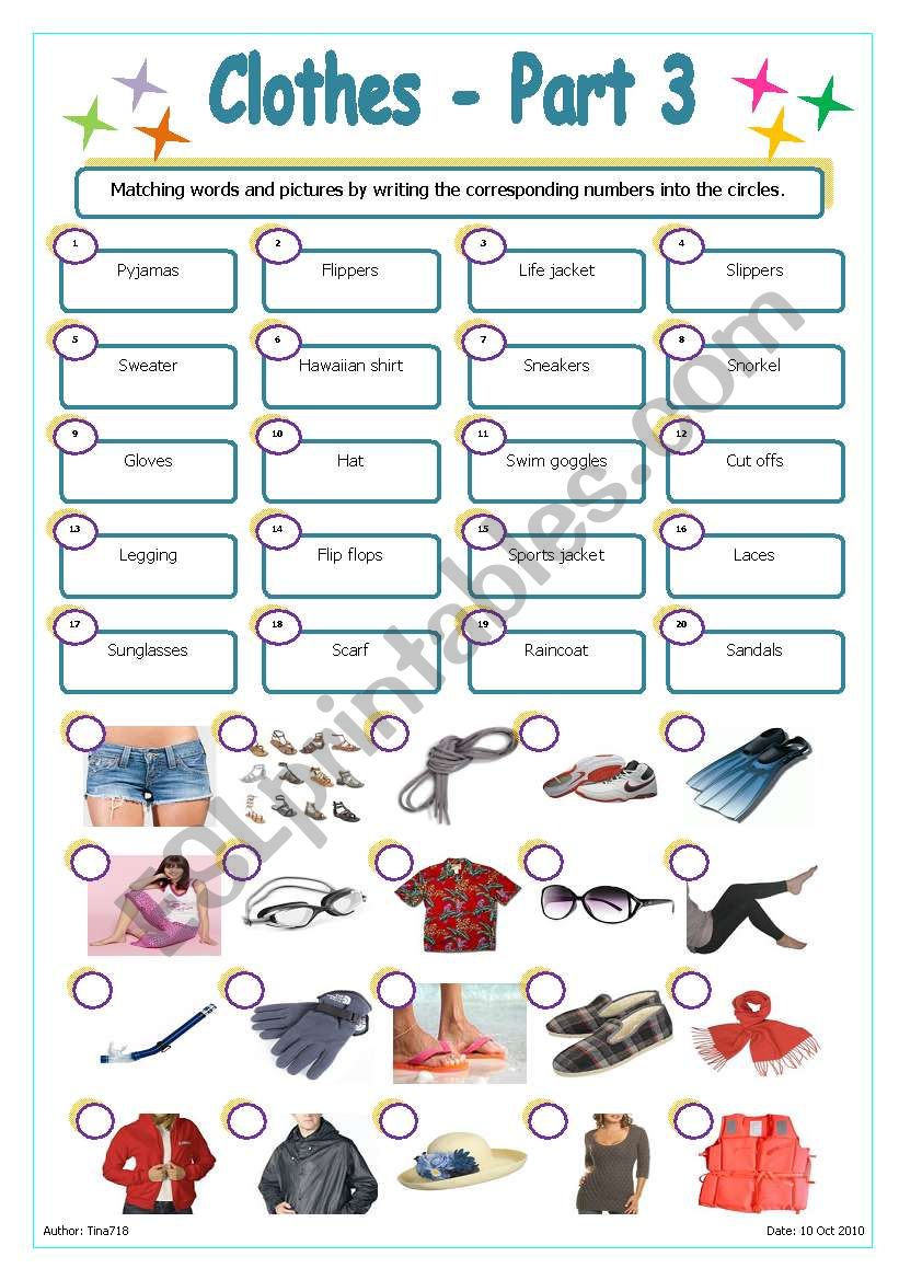 Clothes - Part 3 worksheet