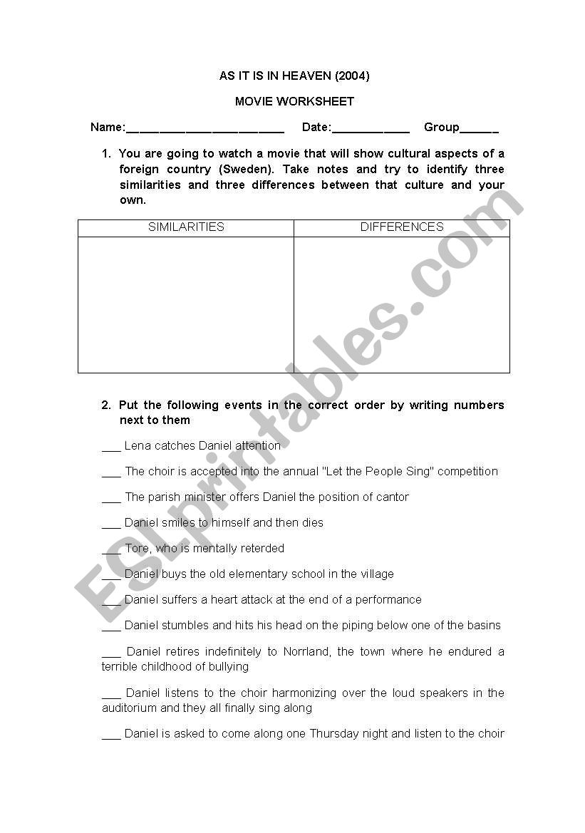 Movie Worksheet 