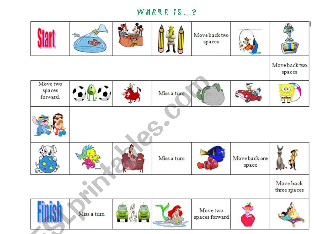 Prepositions of Place game + Crossword