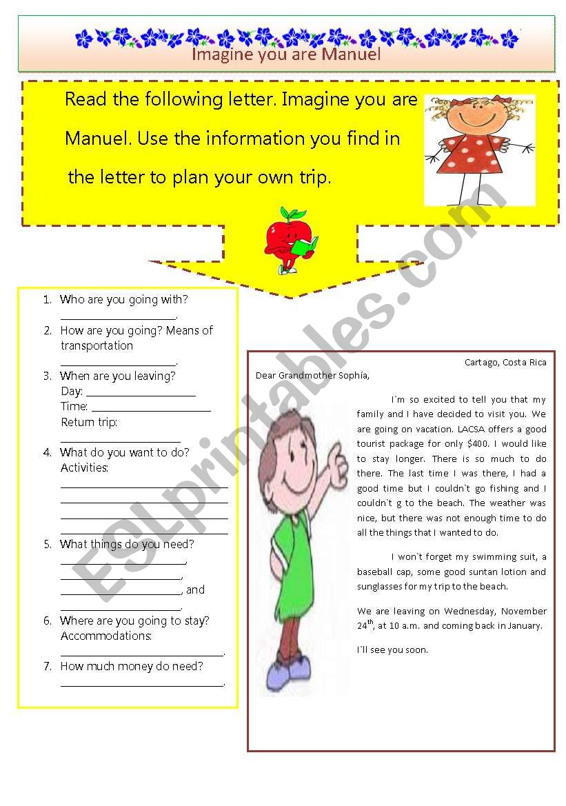 Imagine you are Manuel worksheet