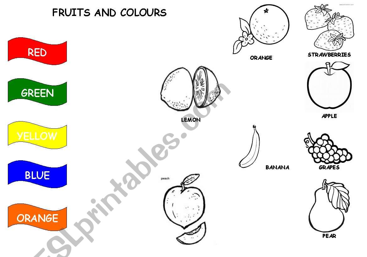 Fruits and colours worksheet