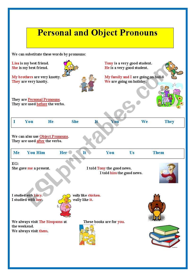 Personal Pronouns Part 1 worksheet