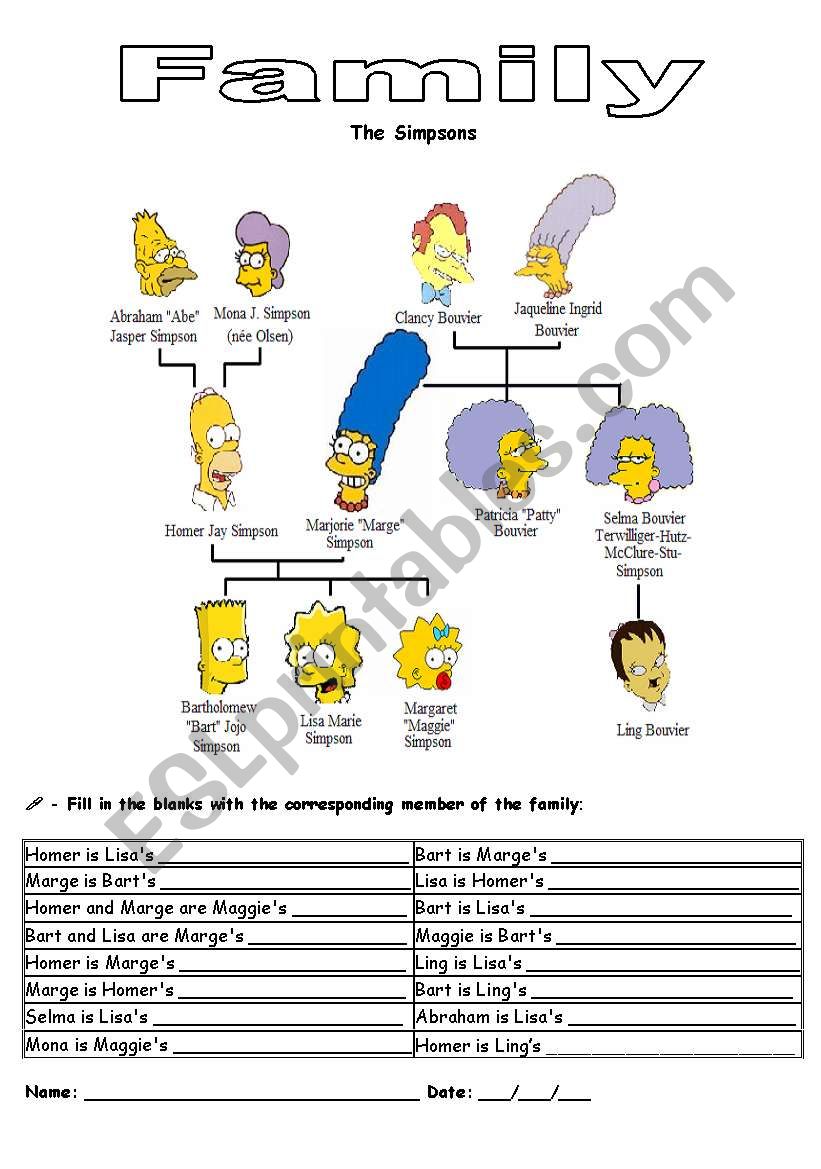 Family worksheet