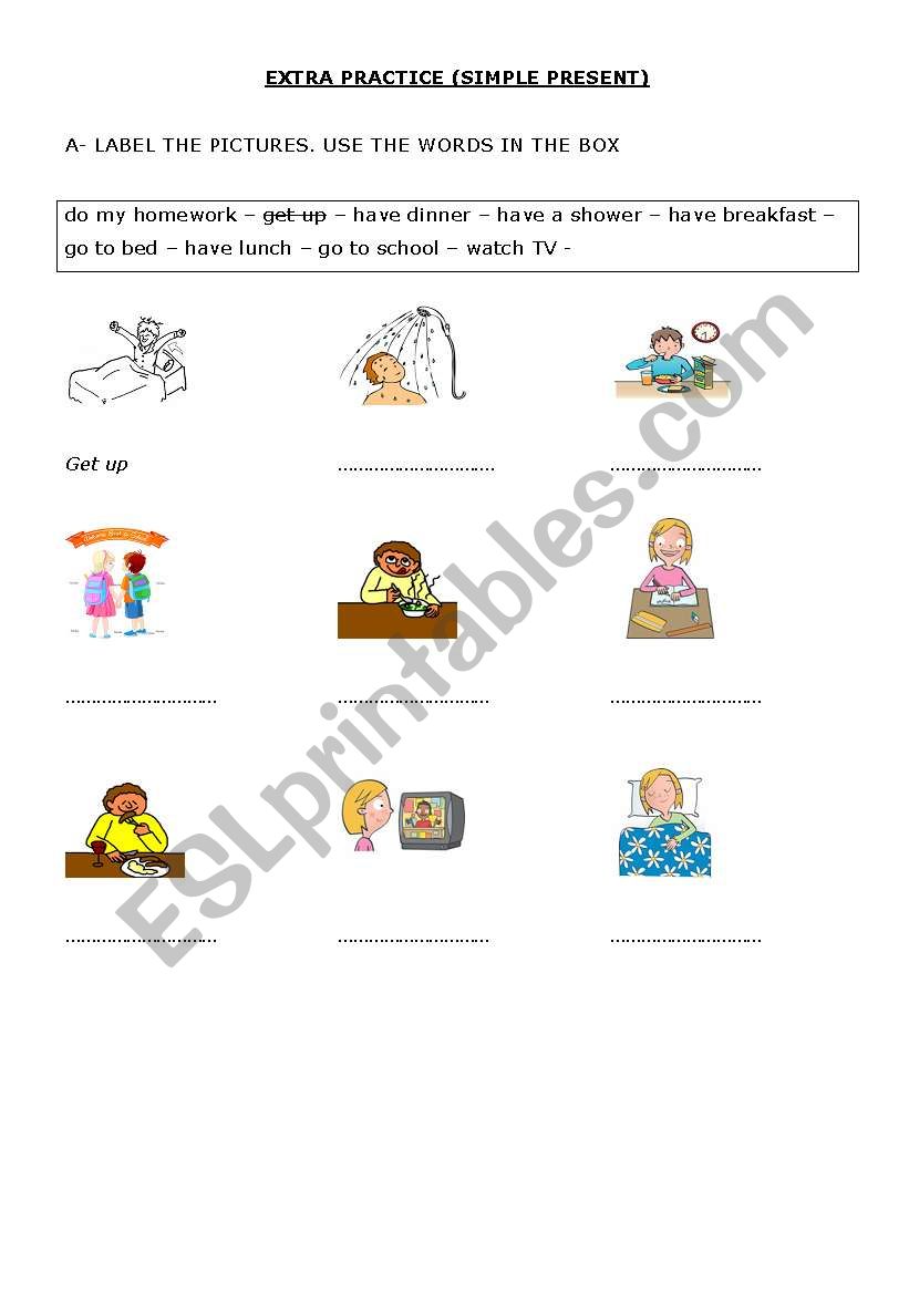 Daily Activities worksheet