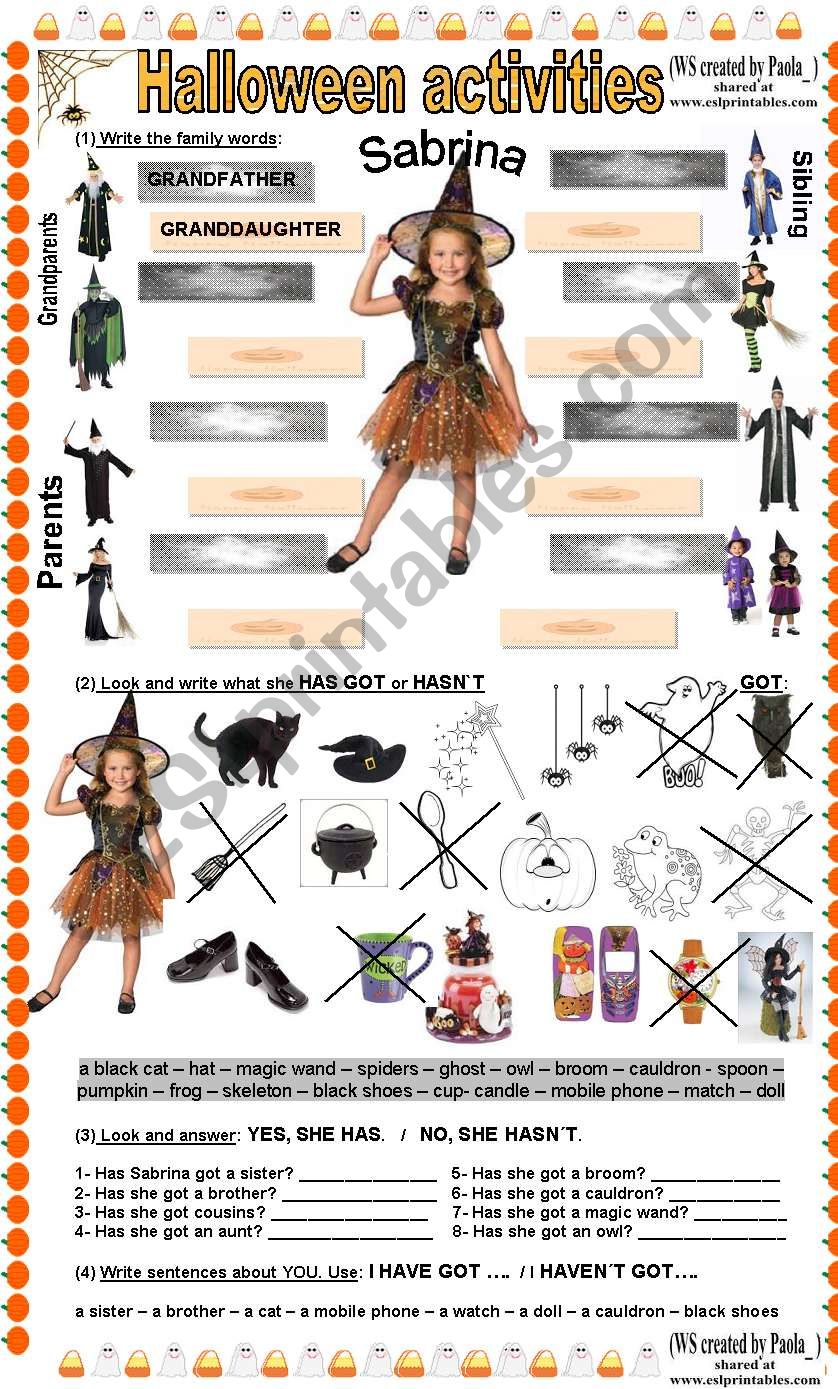 Halloween activities worksheet