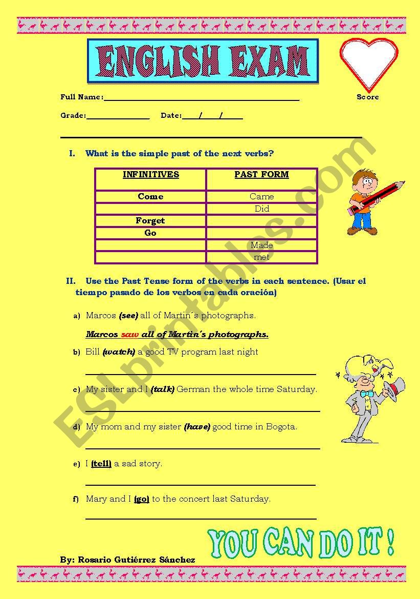 infinitives, past tense, present progressive and future tense