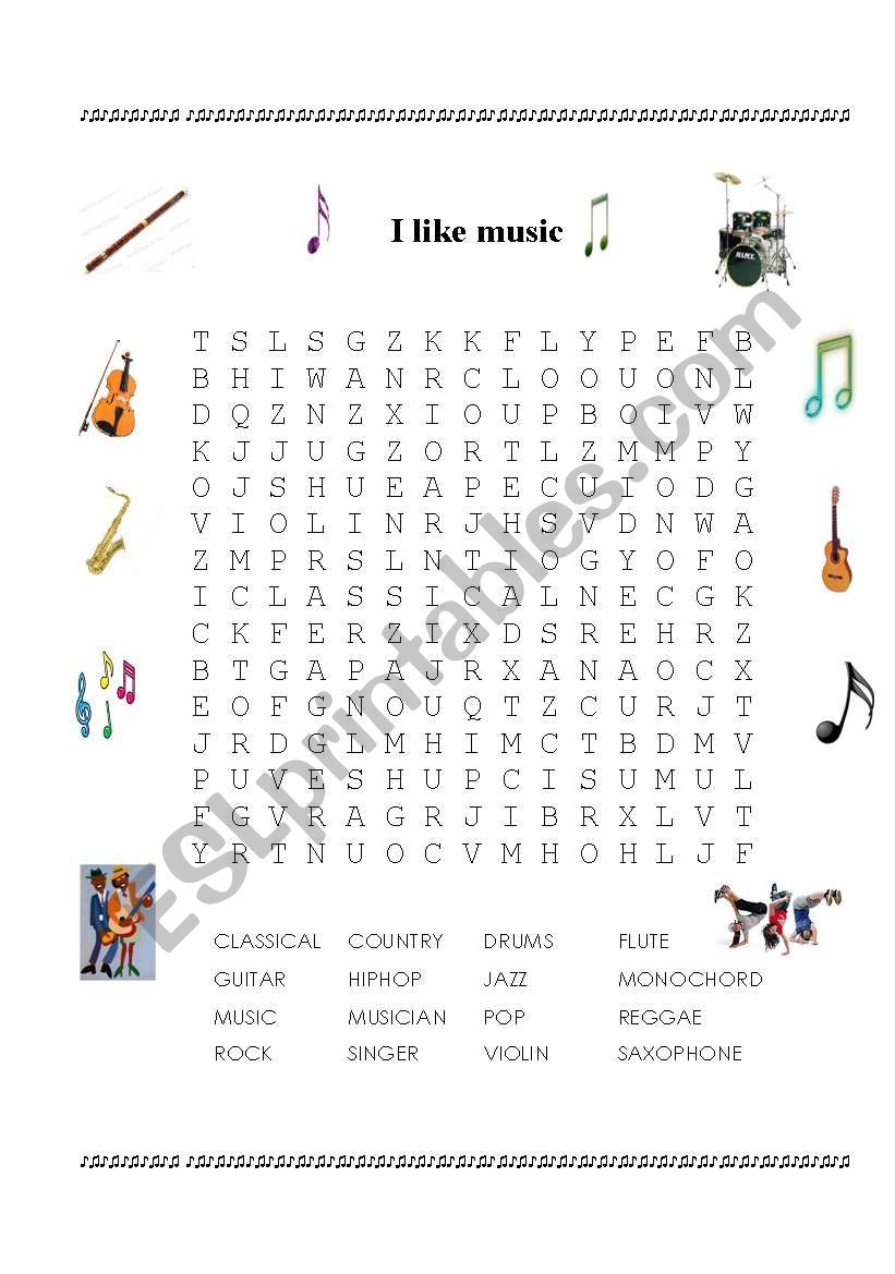 Music vocabulary worksheet