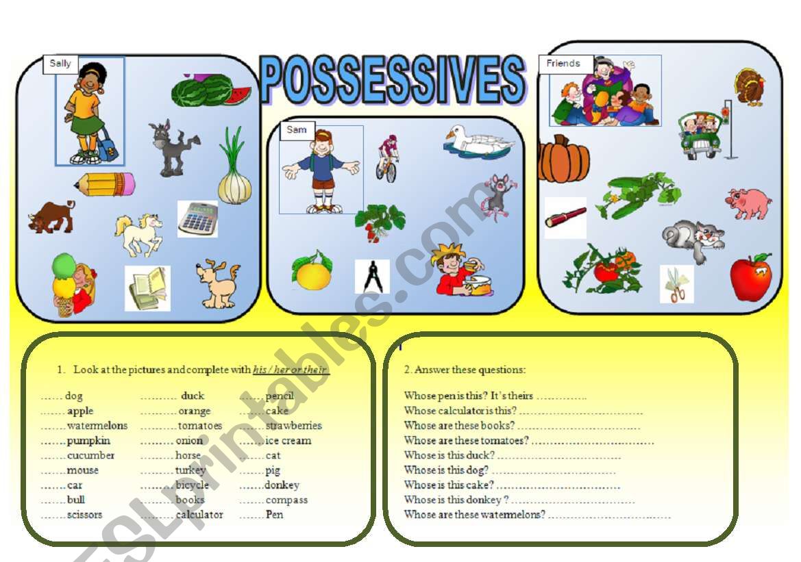 POSSESSIVE worksheet