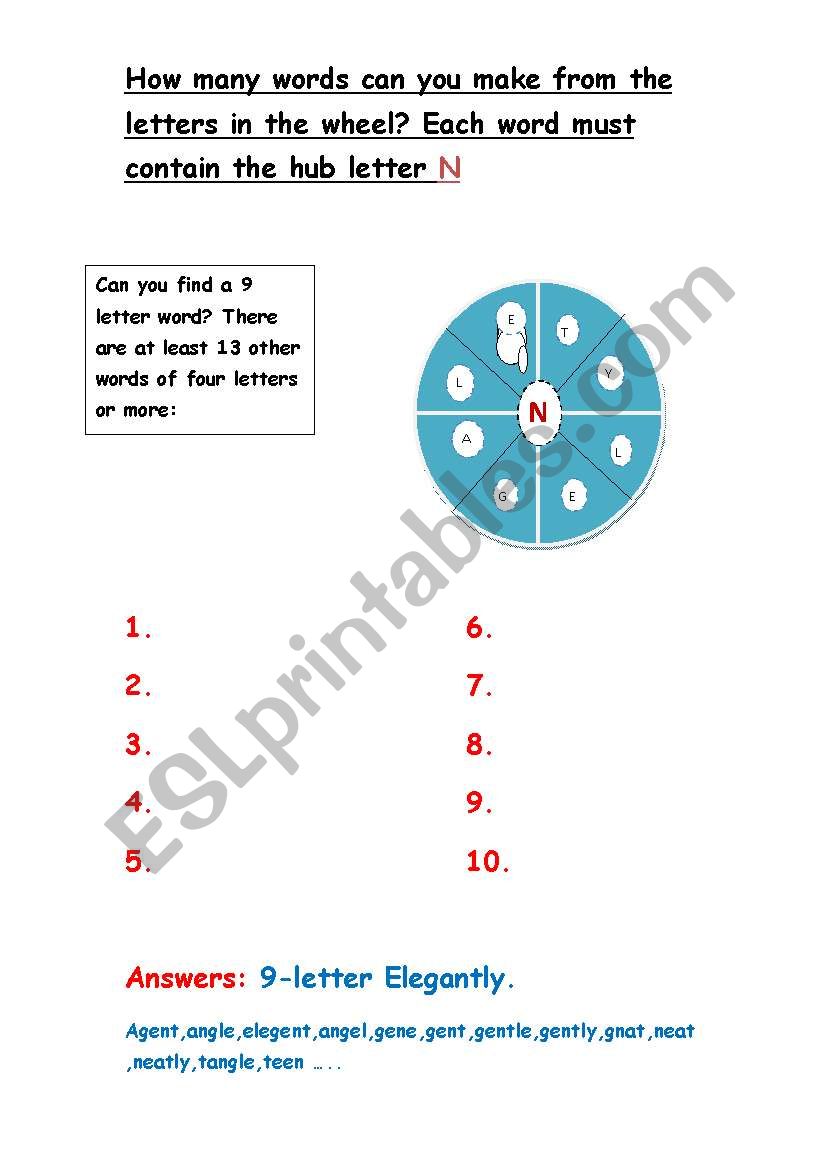 vocabulary game worksheet