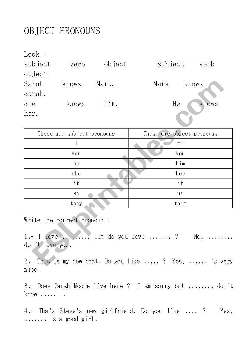 OBJECT PRONOUNS : GRAMMAR + ACTIVITY