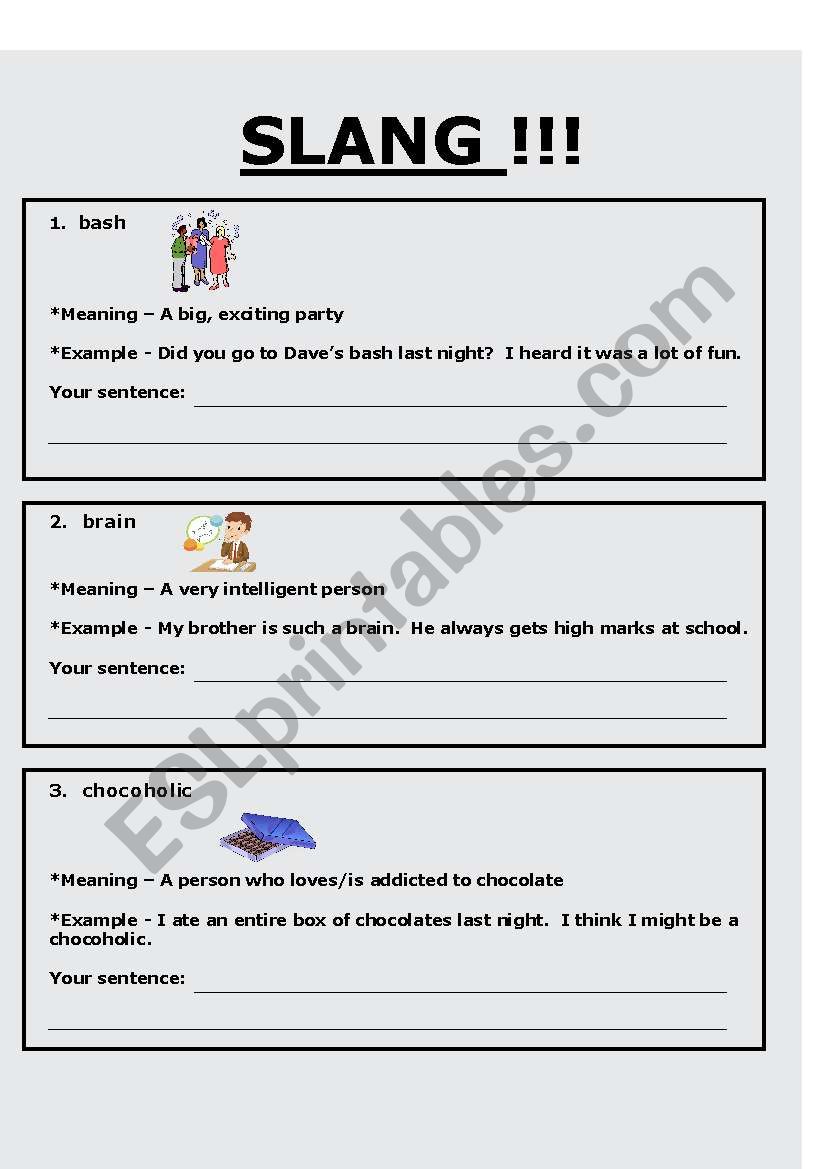 Slang worksheet