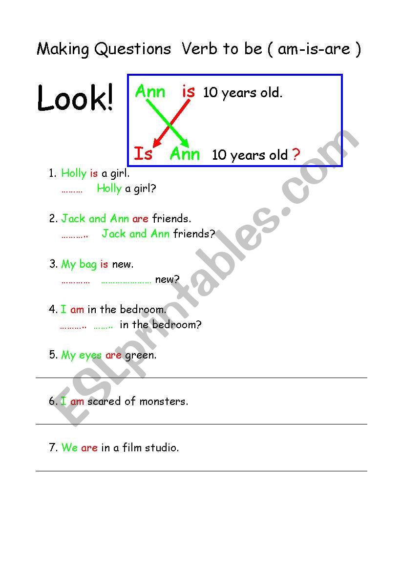 Making questions with Am - Is - Are