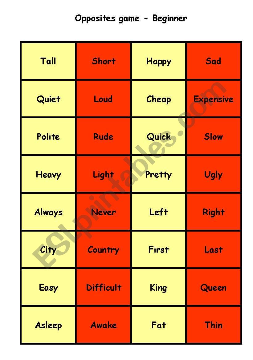 Antonyms game / matching exercise