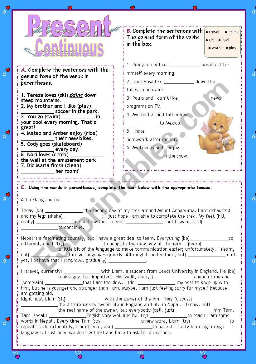 Present Continuous worksheet