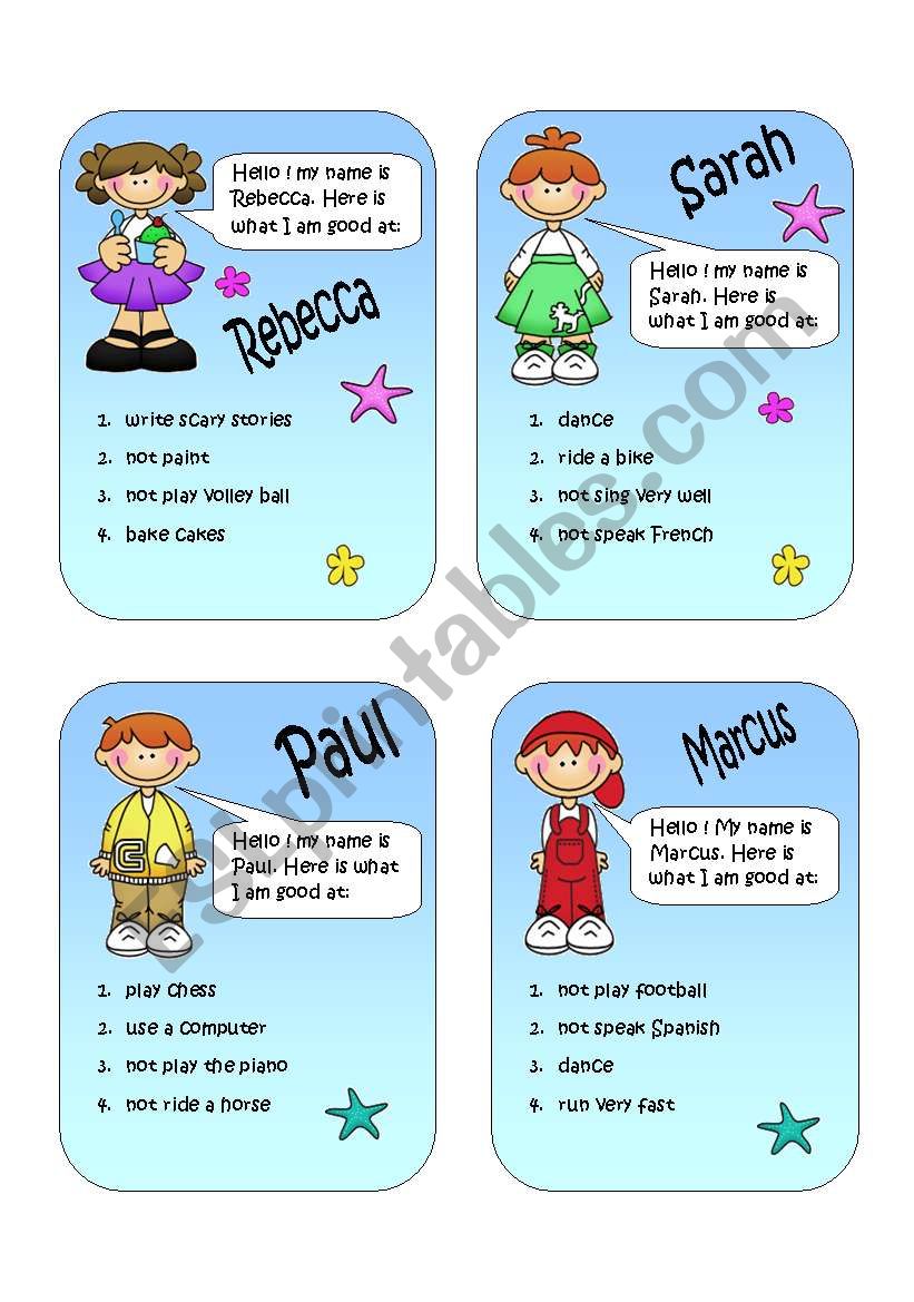 Speaking cards - can and canÂ´t