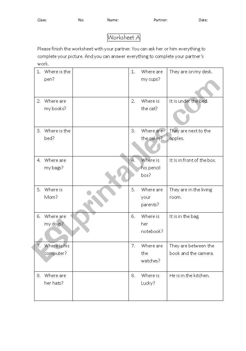 preposition worksheet