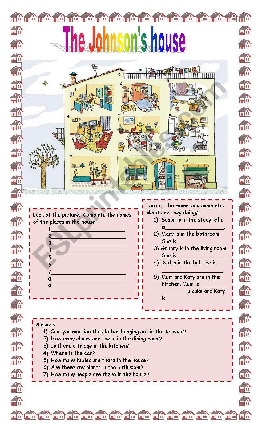 The JohnsonÂ´s house worksheet