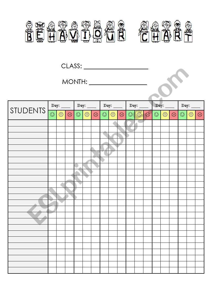 Behaviour Chart worksheet