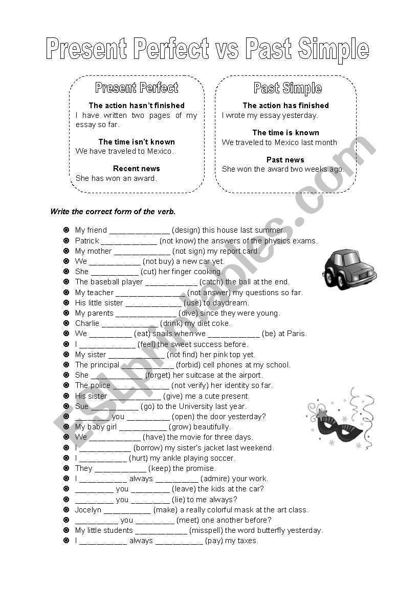 Present Perfect vs Past Simple, 2 w/b pages
