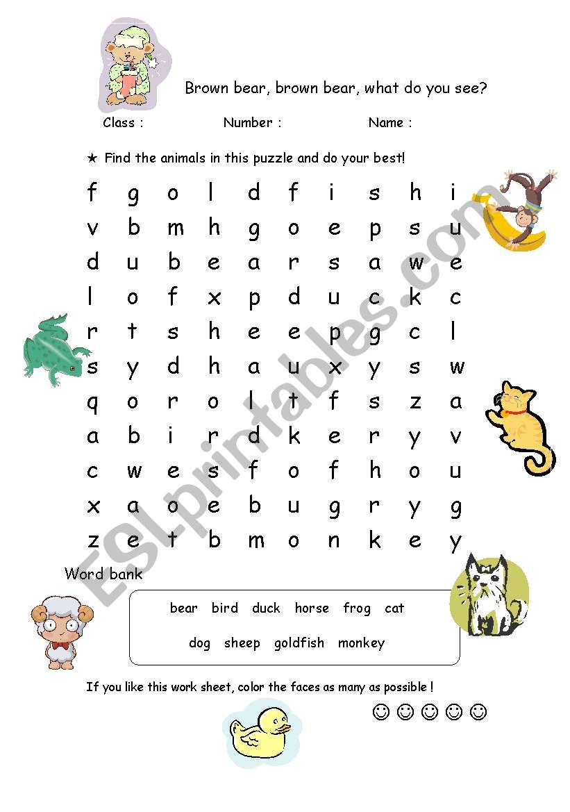 Brown Bear what do you see? worksheet