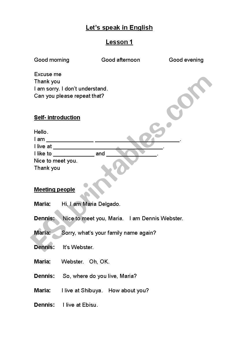 English- Beginners worksheet