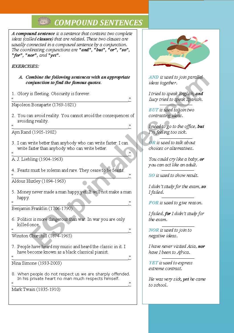 Compound Sentences worksheet