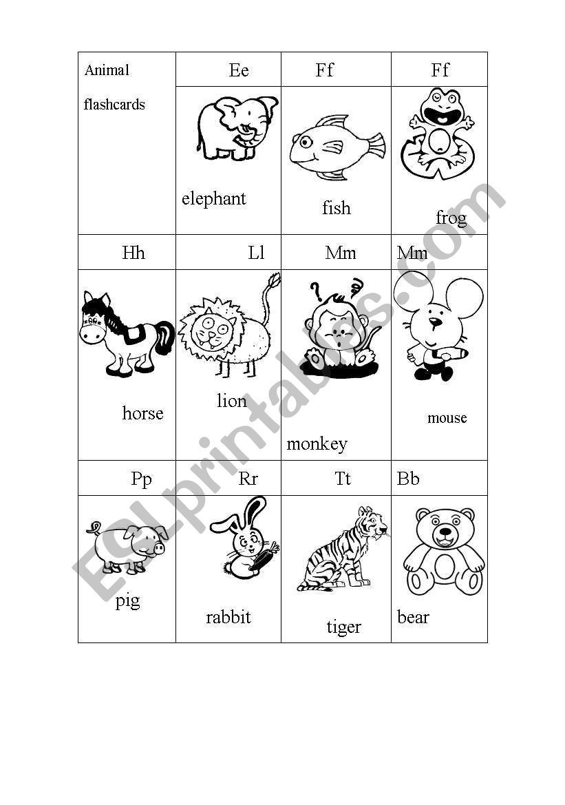 animal flashcards worksheet