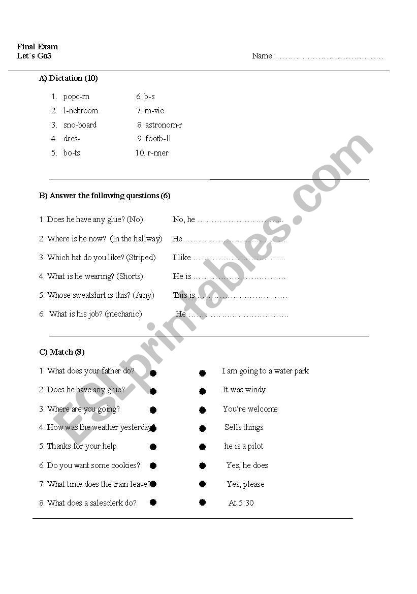 lets go3 final exam worksheet