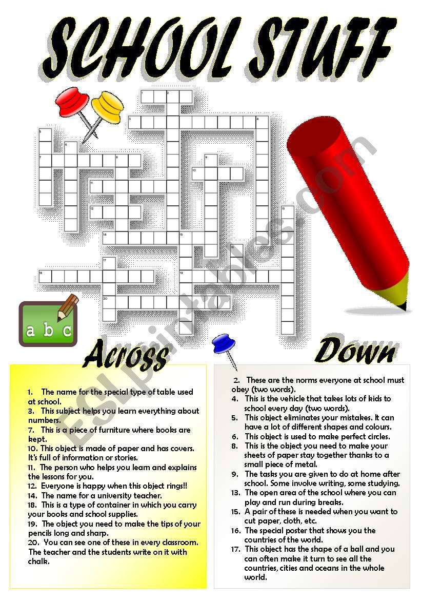 SCHOOL OBJECTS (Part 2) worksheet