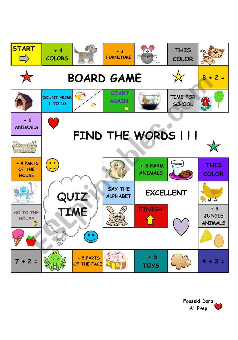 board game worksheet