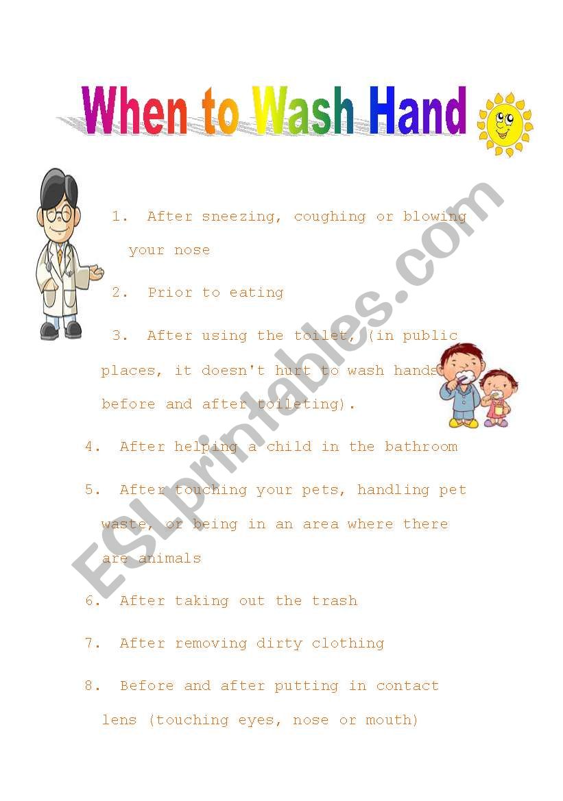 Washing Hands worksheet