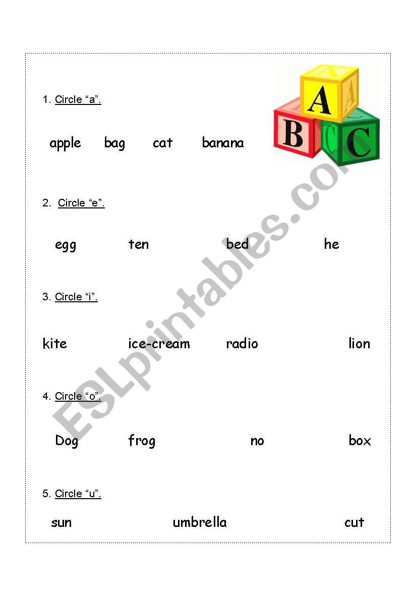 Find and circle the letter worksheet