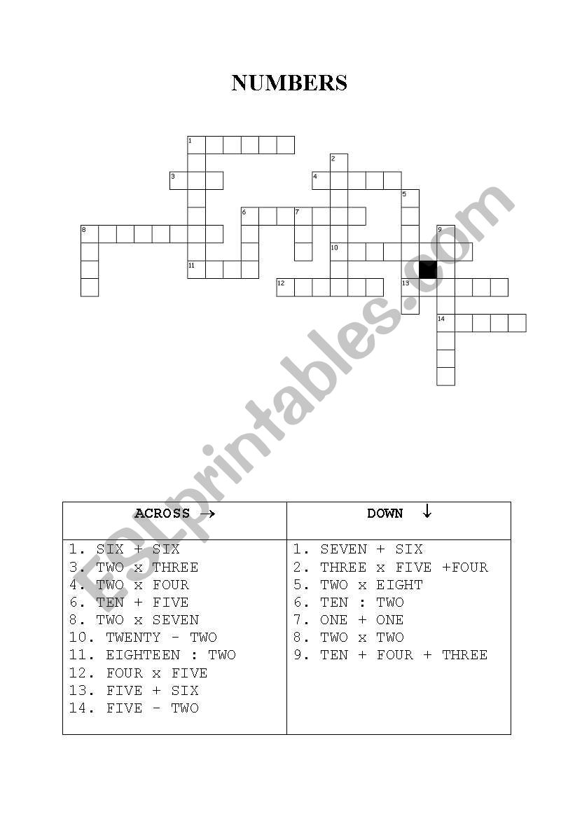 NUMBERS worksheet