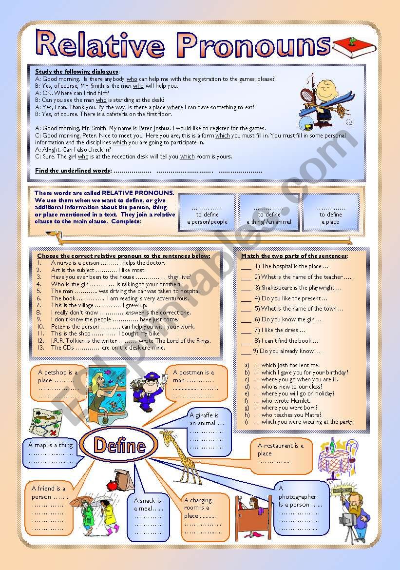 Relative Pronouns - Who, Which, Where