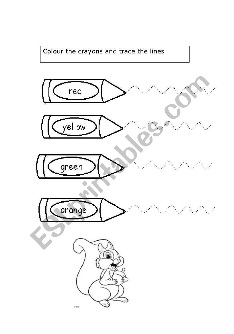 Color the crayons worksheet