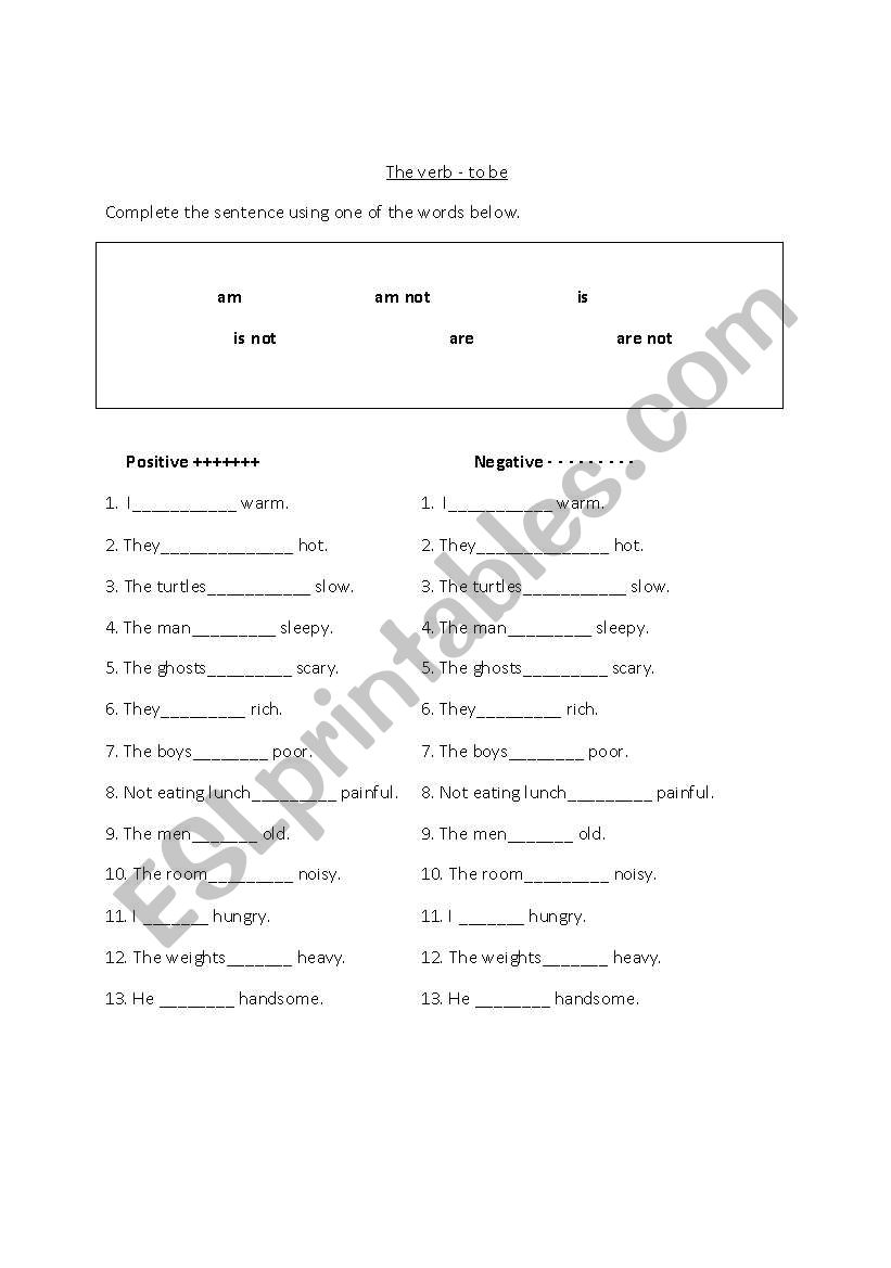 To Be worksheet