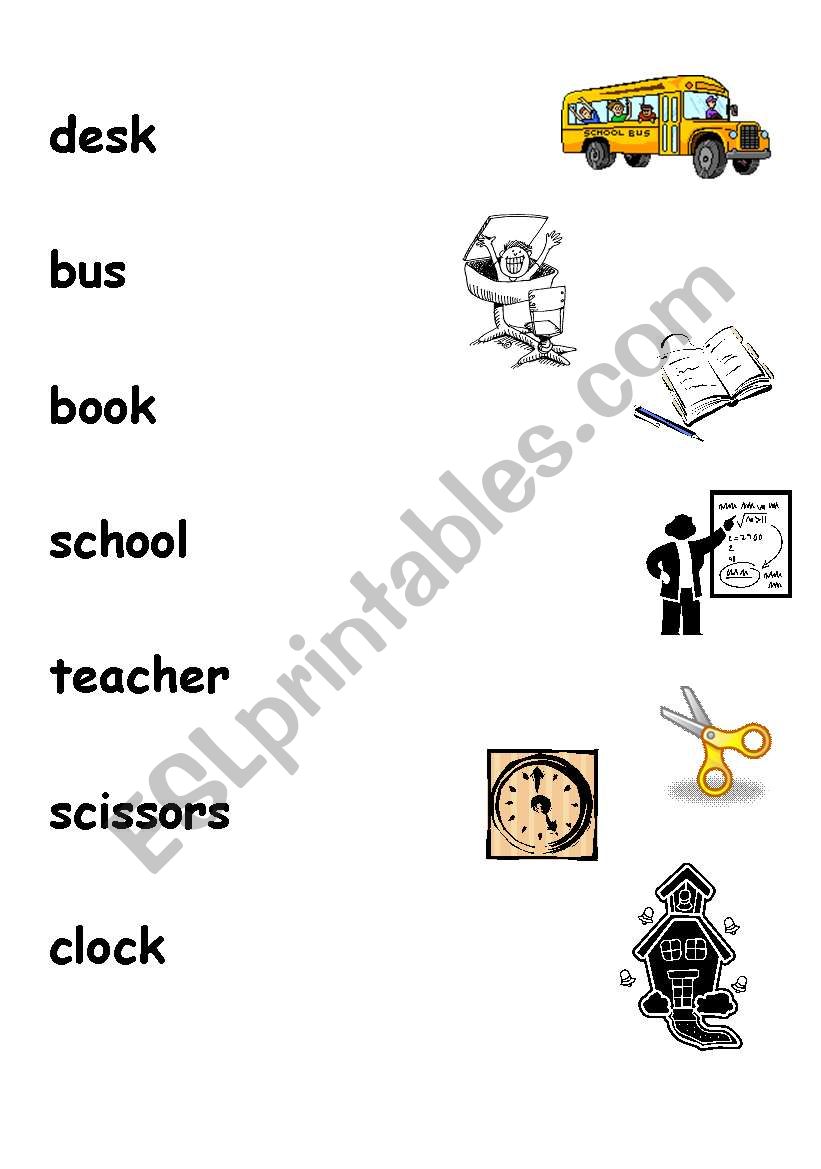 School Items Matching worksheet