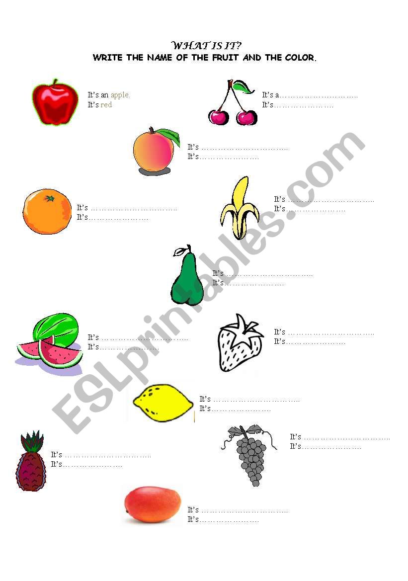 FRUITS worksheet