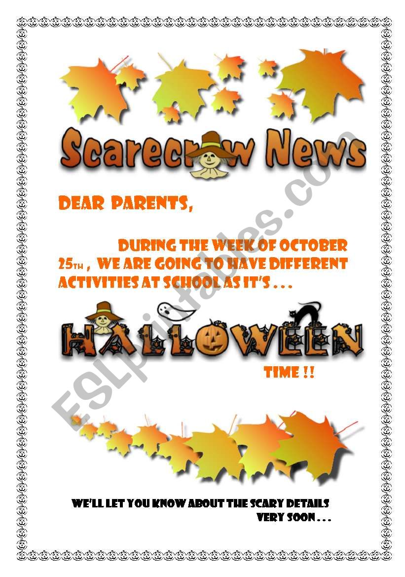 Invitation to parents, Halloween time